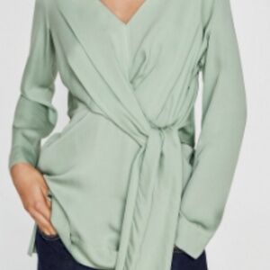 Zara Draped Top with Bow Knot Mint Green sz M